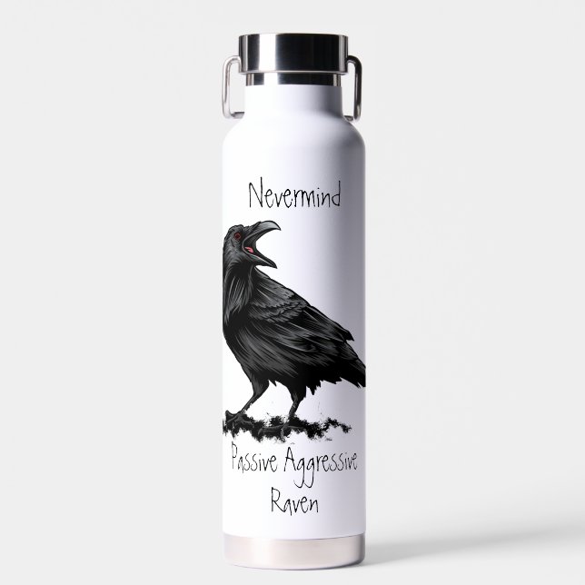 Passive aggressive Wasserfarben-Zitate: Raven fun- Trinkflasche (Vorne)