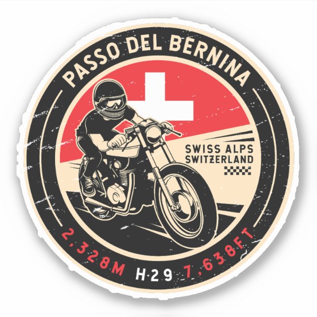 Passo del Bernina | Schweiz | Motorrad Aufkleber (Vorderseite)