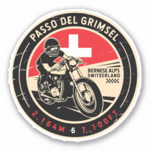 Passo Del Grimsel   Schweiz   Motorrad Aufkleber