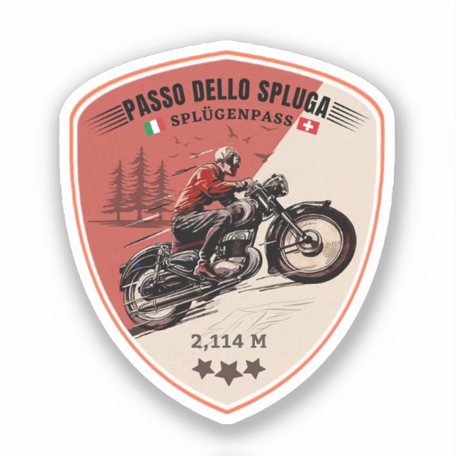 Passo dello Spluga italienisch schweizer Berge Mot Aufkleber (Vorderseite)