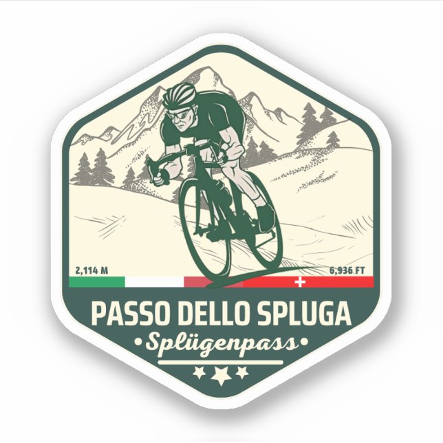 Passo dello Spluga italienisch schweizer Berge Mot Aufkleber (Vorderseite)
