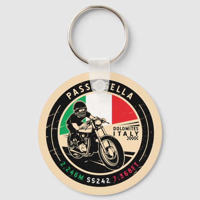 Passo Sella | Italien | Motorrad Schlüsselanhänger (Vorderseite)