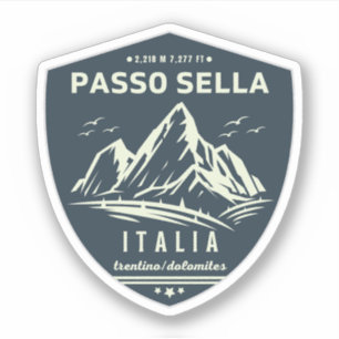 Passo Sella italienische Alpen Motorrad-Tour Aufkleber