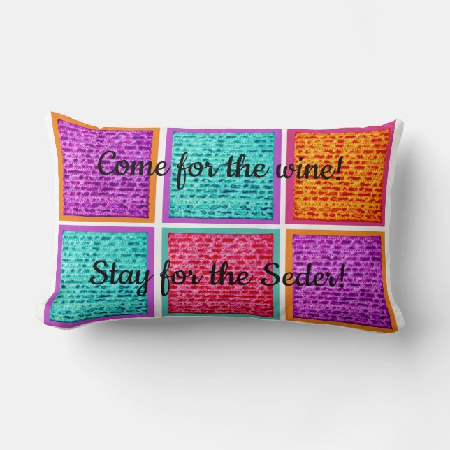 Passover 20 x 20 farbenfrohe Matzah Lendenkissen (Vorderseite)