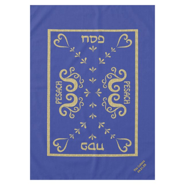Passover 60/84" Filmtablette "Passover Gold Elegan Tischdecke (Vorderseite)