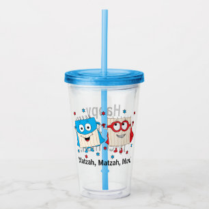 Passover Acrylic Tumbler 16 oz Matzah Man Acryltrinkbecher