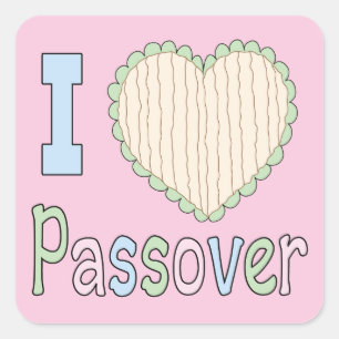 Passover-Aufkleber-Platz "I Liebe Pessach" Quadratischer Aufkleber