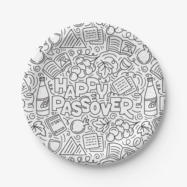 Passover Black and White Paper Plate Pappteller (Vorderseite)