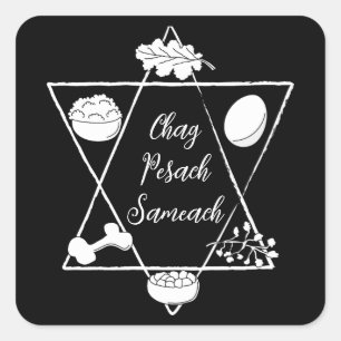 Passover Chag Sameach Square Aufkleber
