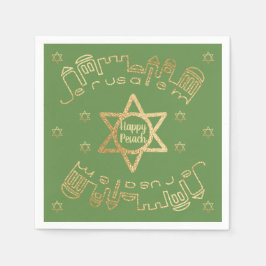 Passover Cocktail Napkins Muster "Gold Jerusalem" Serviette