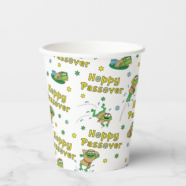 Passover Custom Paper Cups "Hoppy Passover" Pappbecher (Vorderseite)