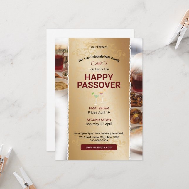 Passover Event Flyer Template Einladung (Vorderseite/Rückseite Beispiel)