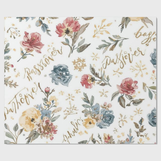 "Passover" floral Wrapping Paper Geschenkpapier (Flach)