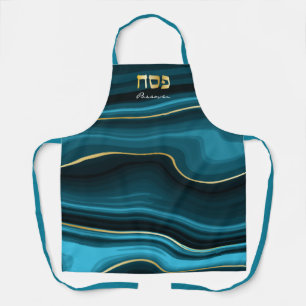 Passover Hebrew Aquamarin, Türkis & Gold Imitate A Schürze