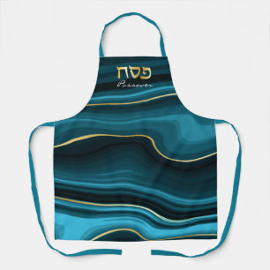 Passover Hebrew Aquamarin, Türkis & Gold Imitate A Schürze