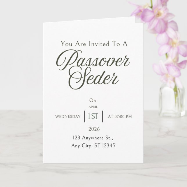 Passover Invitation Card - Seder Dinner Invite Karte (Orchidee)
