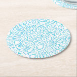 Passover Paper Coaster Runder Pappuntersetzer<br><div class="desc">Add a festive and meaningful touch to your Seder table with this beautifully designed Passover paper coaster. Featuring a cheerful “Happy Passover” greeting, this vibrant design is filled with classic holiday symbols — the Haggadah, traditional matzos, bottles of wine, elegant wine glasses, and playful decorative doodles. Each element reflects the...</div>