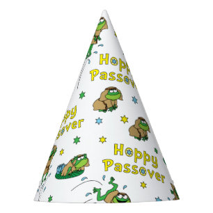 Passover Party Hat "Hoppy Passover Jumping Frogs" Partyhütchen