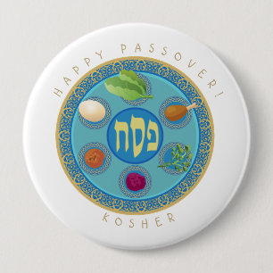 Passover Plate Kosher Pesach Button