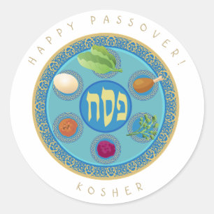 Passover Plate Kosher Pesach Runder Aufkleber