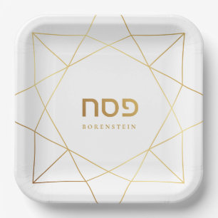 Passover Seder Custom Pillow Gold Rahmen Pappteller