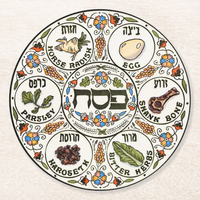  Passover Seder plate Runder Pappuntersetzer (Vorderseite)