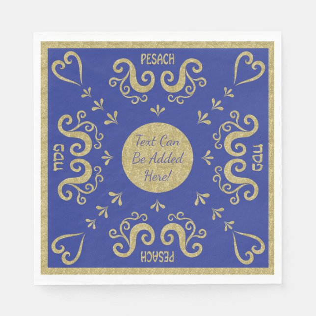 Passover White Standard Napkins Gold Elegant Serviette (Vorderseite)