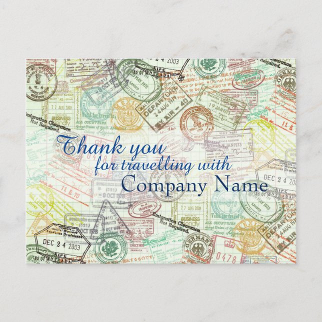 Passport Briefmarke Travel PostCard-Vielen Dank Postkarte (Vorderseite)