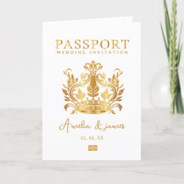 Passport-Hochzeit in Urlaubsort Imitate Goldeinlad Einladung