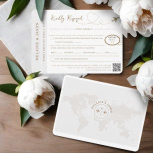 Passport-Hochzeit in Urlaubsort Reisethema UAWG RSVP Karte