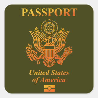 PASSPORT(USA) QUADRATISCHER AUFKLEBER