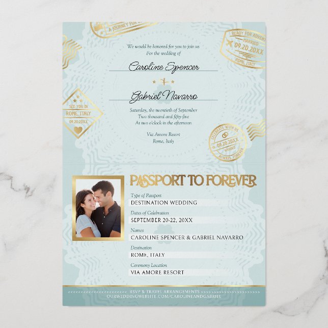 Passport Wedding Foil Invitation Folieneinladung (Rückseite)