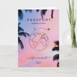Passport World Map Moderner Minimalistischer QR-Co Einladung