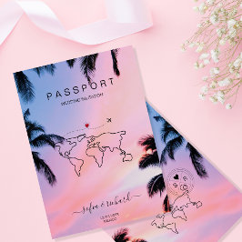 Passport World Map Modernes Minimalistisches Ziel Einladung