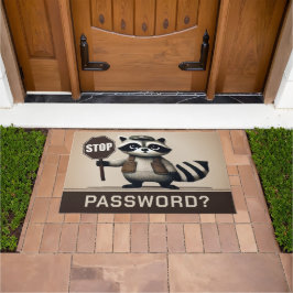 Password? Stopp! Humorvolle Waschbär Türsteher Fußmatte