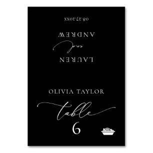 Pasta Black Minimalistisch Wedding Table Platzkart Tischnummer