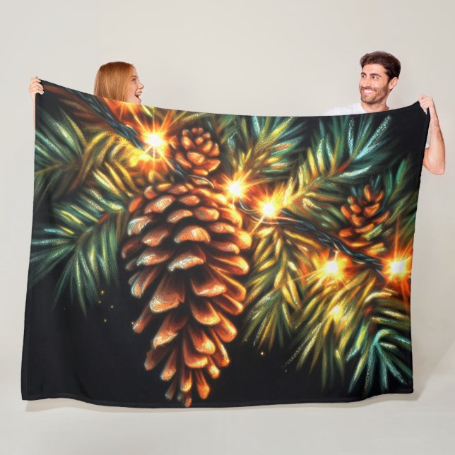 Pasta Christmas Holiday String Light Pinecone Fleecedecke (Beispiel)