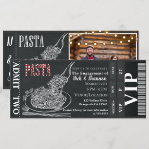 Pasta Dinner Chalk Verlobung Dinner Foto Ticket Einladung