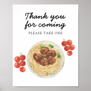 Pasta-Fleischklößchen Baby Shower Danke fürs Komme Poster