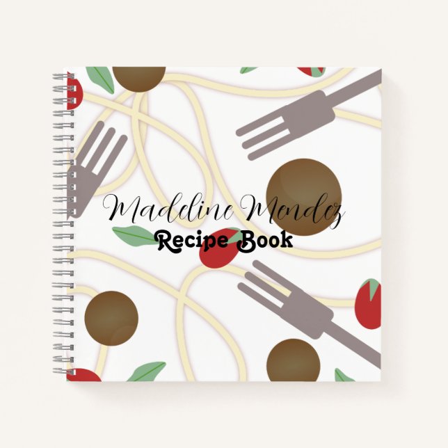 Pasta Food Koch Cook Rezept Notebook Notizbuch (Vorderseite)