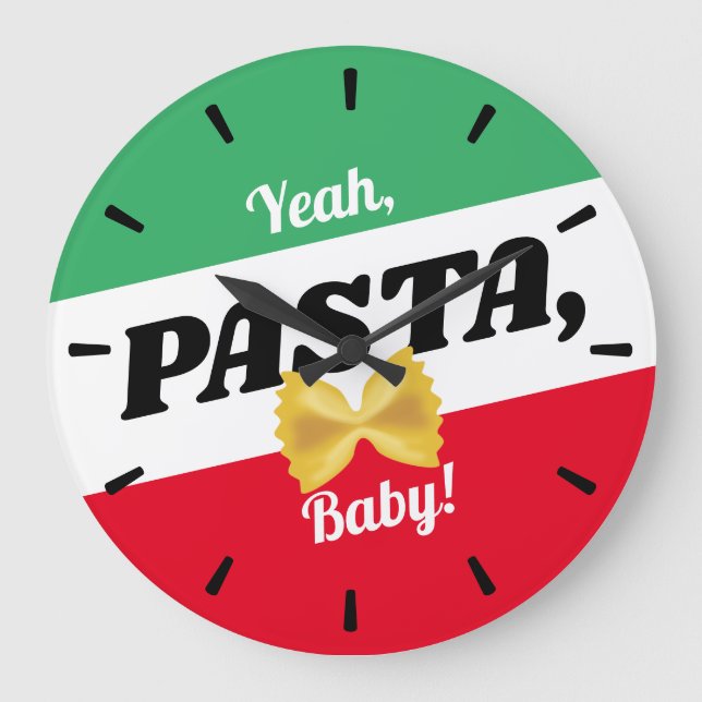 Pasta Italian food flag personalized kitchen Große Wanduhr (Vorderseite)