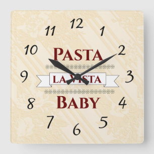 Pasta la Vista Baby Wall Clock Quadratische Wanduhr