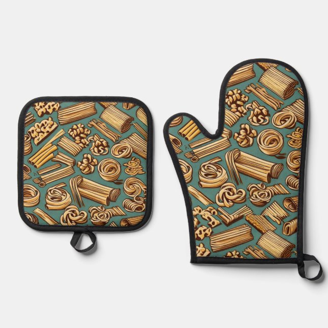 Pasta-Magie Ofenhandschuh & Topflappen-Set (Vorderseite)