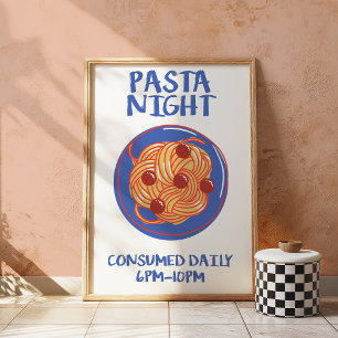 Pasta-Nacht Retro-Küche Lustiger Lebensmittel-Wand Poster