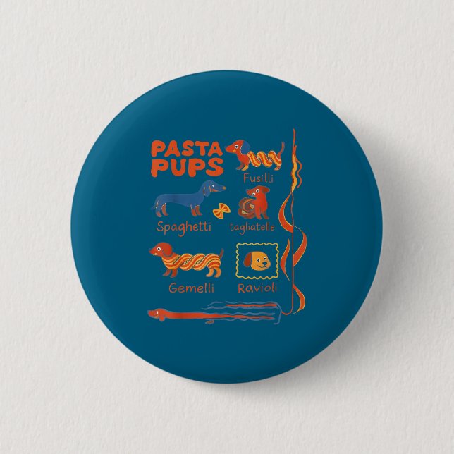 Pasta P Dog Funny Dachshund Dog Pasta Foodie Dog S Button (Vorderseite)