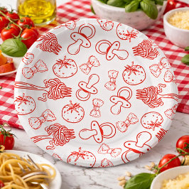 Pasta & Pacifiers Hand Drawn Italian Baby Shower Pappteller