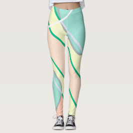 Pasta Pale Türkis Pink Abstrakte Kunst Leggings