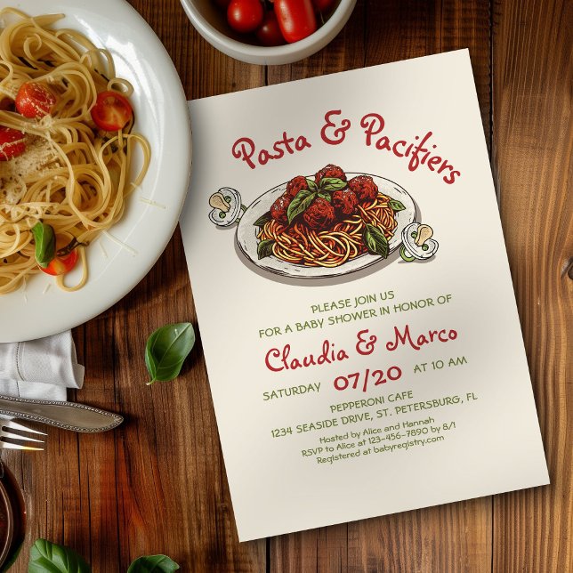 Pasta & Schnuller Italienische Kinderdusche Einladung (Von Creator hochgeladen)