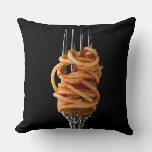 Pasta spun auf einer Gabel, Food Spaghetti Kissen (Vorderseite)