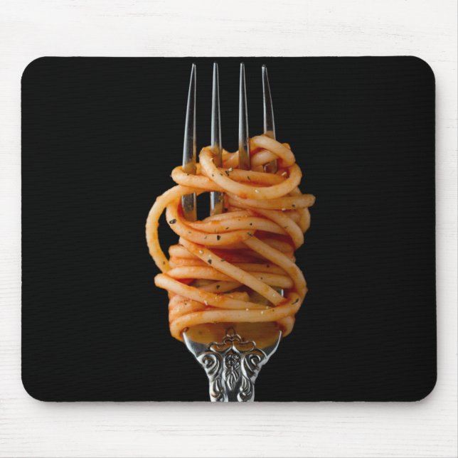 Pasta spun auf einer Gabel, Food Spaghetti Mousepad (Vorne)